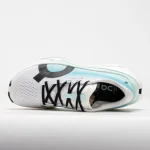 On Cloudboom Max white and teal marathon shoe side view