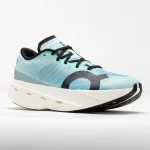 On Cloudboom Volt teal and cream racing shoe side view
