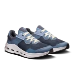 On Cloudnova Rift Steel Navy sneaker side profile with white CloudTec sole