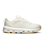 On Cloudzone Moon Ivory Ivory women's sneaker side profile with white CloudTec sole and yellow trim