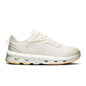 On Cloudzone Moon Ivory Ivory women's sneaker side profile with white CloudTec sole and yellow trim