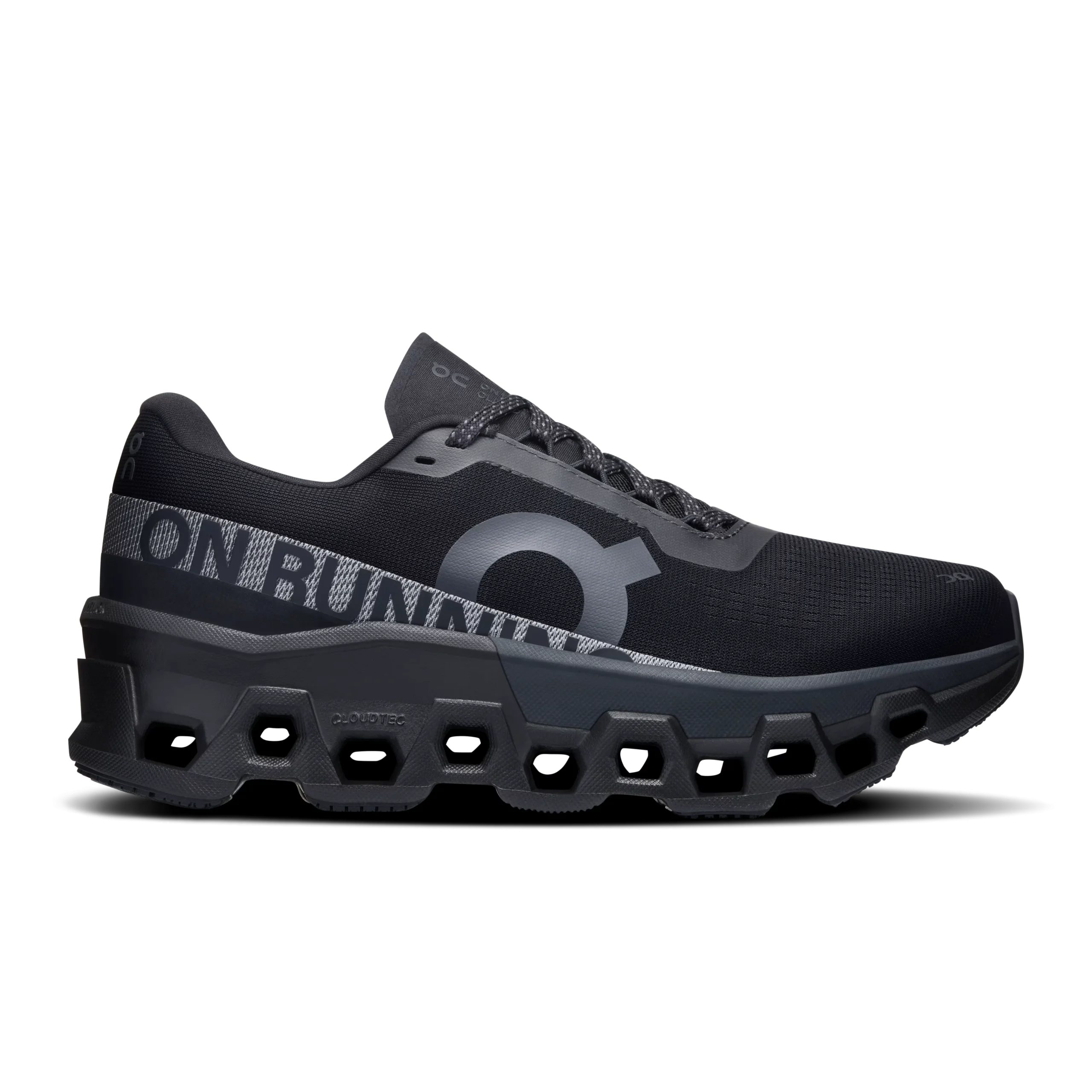 Cloudmonster 2 Black Eclipse - Women's On Running Shoes On Cloudmonster 2 Black Eclipse women's running shoes side profile with CloudTec sole
