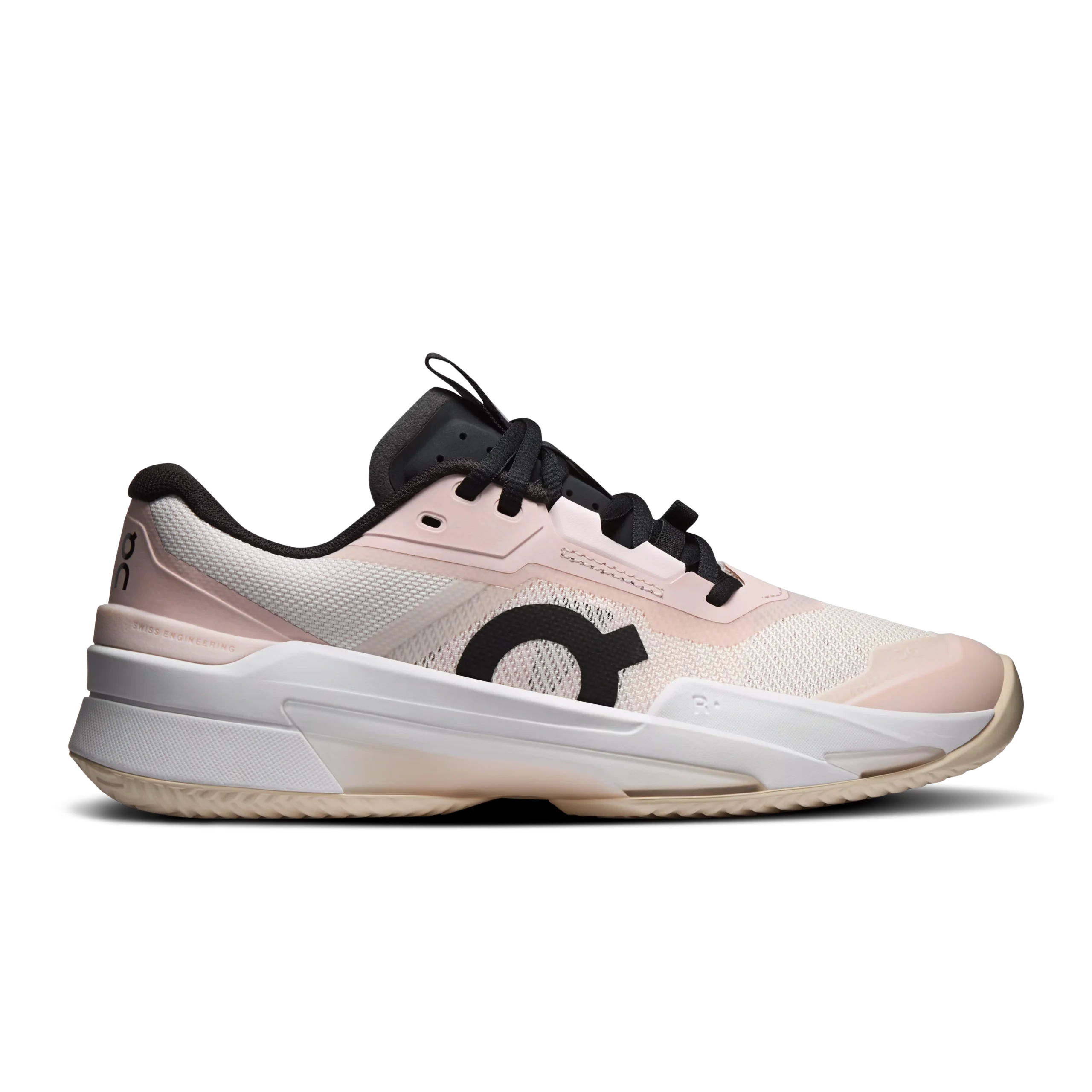 THE ROGER Pro Fire Clay - White & Pink Tennis Shoe On THE ROGER Pro Fire Clay white and pink tennis shoe side view