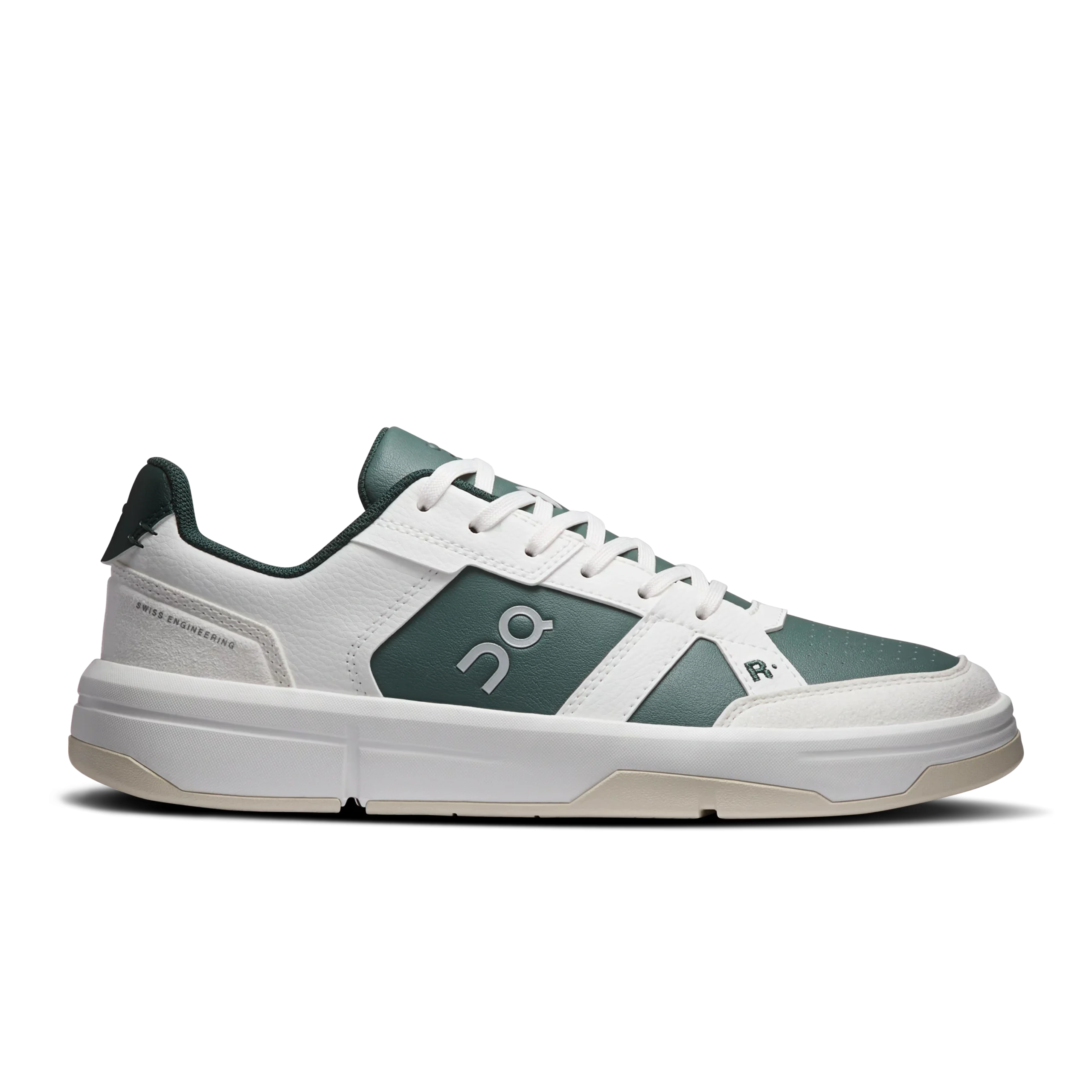 THE ROGER Clubhouse - White & Green Tennis Sneaker On THE ROGER Clubhouse white and green sneaker side view