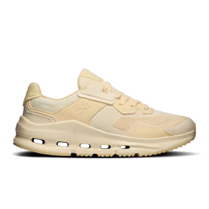 On Cloudnova Rift Castor women's sneaker side profile with tonal cream CloudTec sole