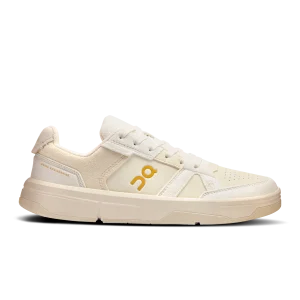 On THE ROGER Clubhouse Ace ivory suede sneaker side view