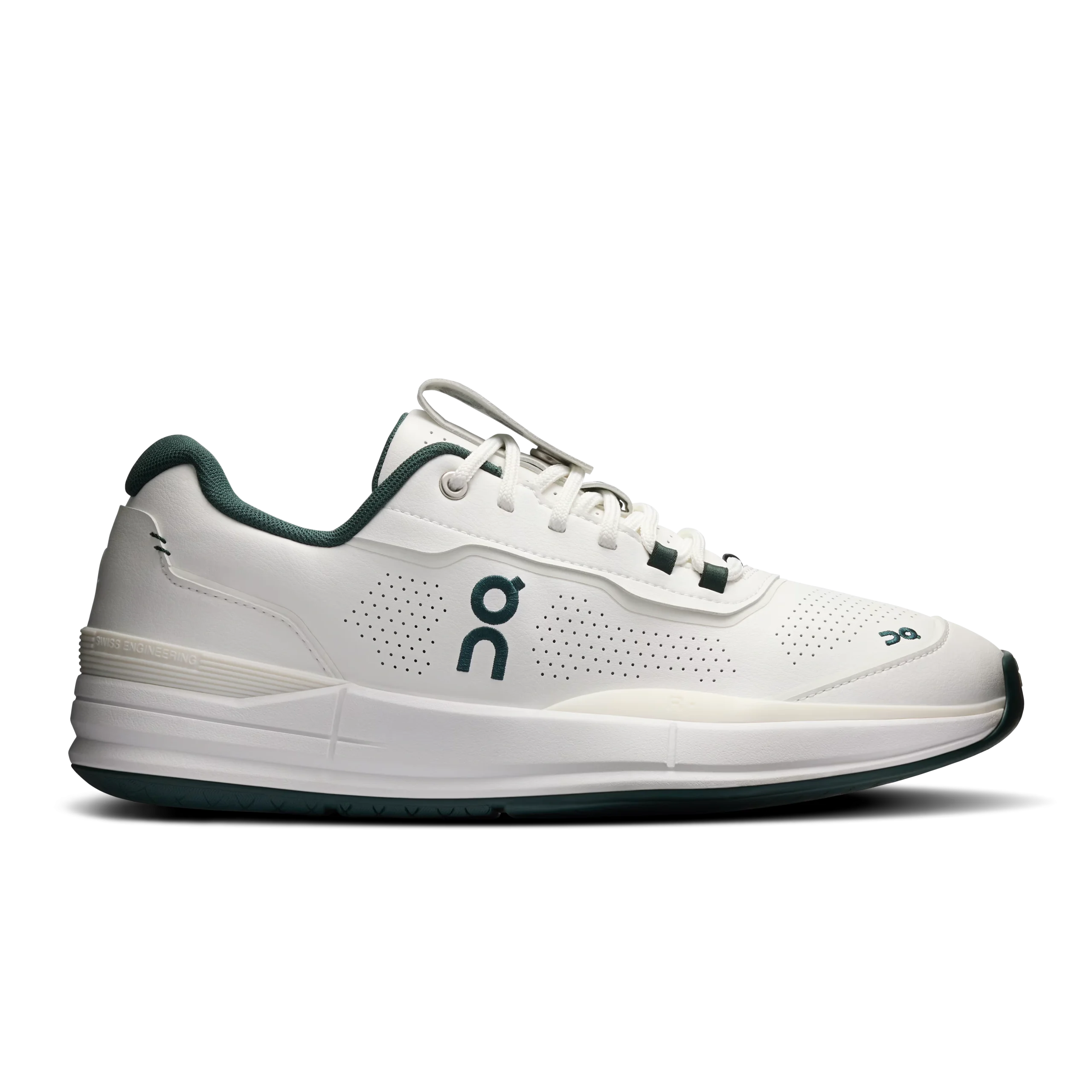 THE ROGER Pro LDN - White & Teal Perforated Sneaker On THE ROGER Pro LDN white and teal perforated sneaker side view