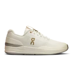 On THE ROGER Pro Ace ivory sneaker with gold logo side view