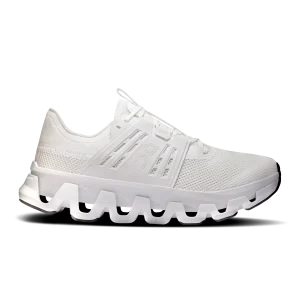 On Cloudswift Amp men's white all-day sneaker side profile with Speedboard sole