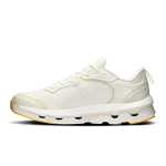 On Cloudzone Moon Ivory Ivory women's sneaker side profile with white CloudTec sole and yellow trim