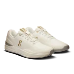 On THE ROGER Pro Ace ivory sneaker with gold logo side view