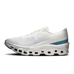 On Cloudmonster 2 Ivory Steel men's max-cushioned running shoe side view