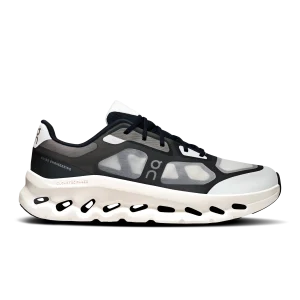 On Cloudtilt Remix Black Ivory women's sneaker side profile with layered mesh upper and white CloudTec Phase sole