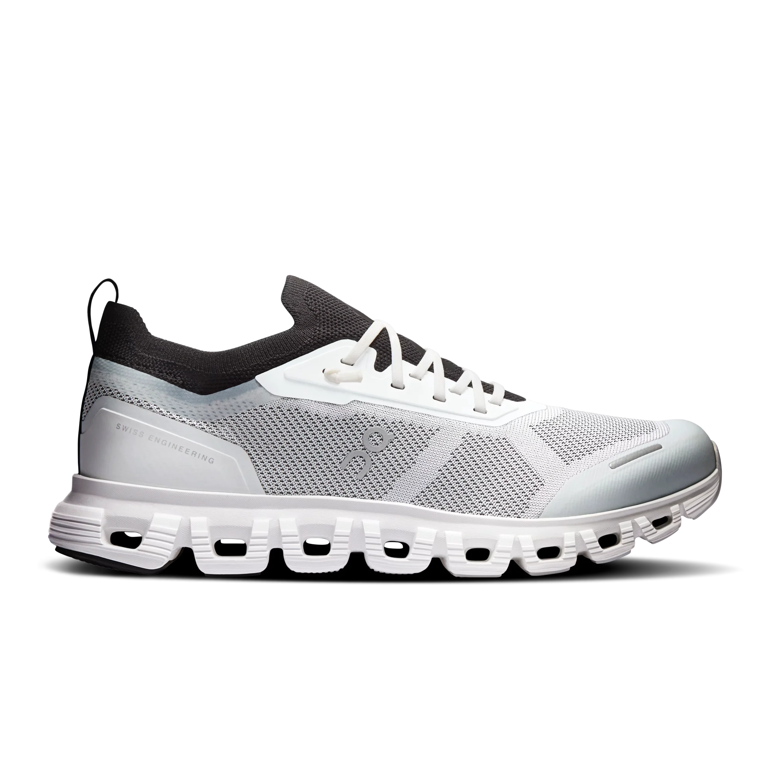 Cloud 6 Versa White Black - Women's On Running Sneaker On Cloud 6 Versa White Black women's sneaker side profile with CloudTec sole