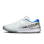 On THE ROGER Pro 3 Clay white and blue tennis shoe side view