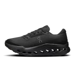 On Cloudsurfer Trail 2 Waterproof running shoe in black, side profile view