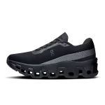 On Cloudmonster 2 Black Eclipse women's running shoes side profile with CloudTec sole