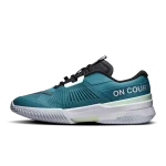 On THE ROGER Pro Fire Clay teal and black tennis shoe side view