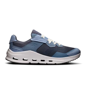 On Cloudnova Rift Steel Navy sneaker side profile with white CloudTec sole