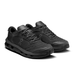 On Cloudzone Moon Black women's sneaker side profile with tonal CloudTec sole