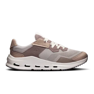 On Cloudnova Rift Fog Ash sneaker side profile with white CloudTec sole