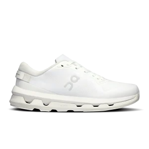 On Cloudzone White women's sneaker side profile with white CloudTec sole