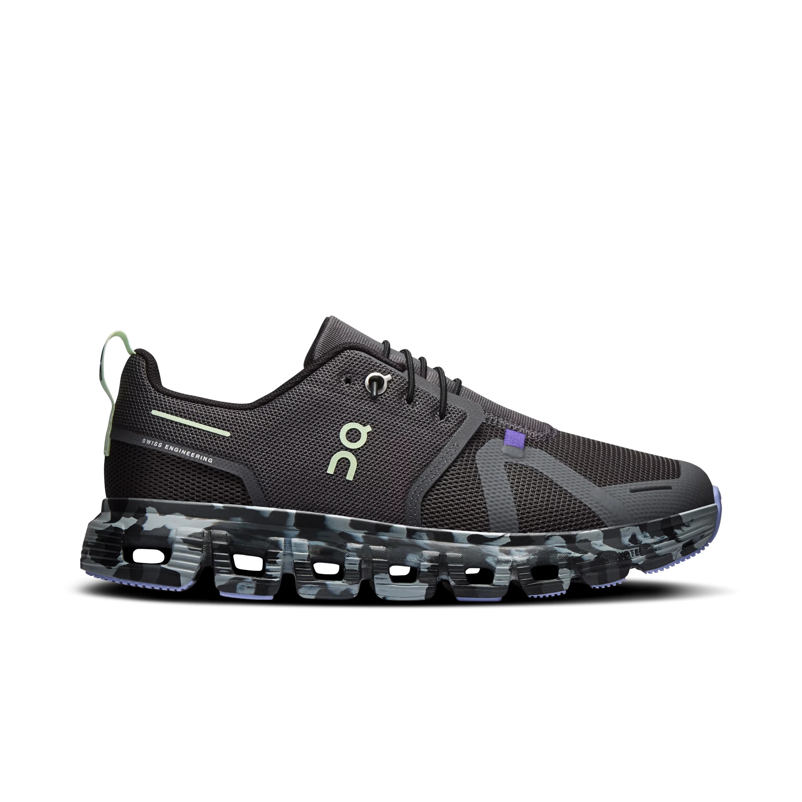 Cloud Sky 2 Eclipse Myrtle - On Running Kids' Sneaker On Cloud Sky 2 Eclipse Myrtle kids' sneaker side profile with speckled CloudTec sole