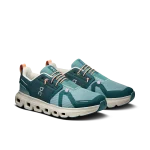 On Cloud Sky 2 Mistletoe Sahara kids' sneaker side profile with cream CloudTec sole