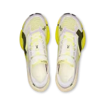 On Cloudboom Strike 2 White Lime racing shoe side profile with carbon Speedboard sole