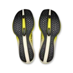 On Cloudboom Strike 2 White Lime racing shoe side profile with carbon Speedboard sole