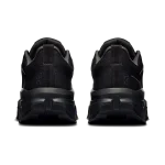 On Cloudrock Low Waterproof Black women's hiking shoe side profile with lugged CloudTec sole
