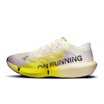 On Cloudboom Strike 2 White Lime racing shoe side profile with carbon Speedboard sole