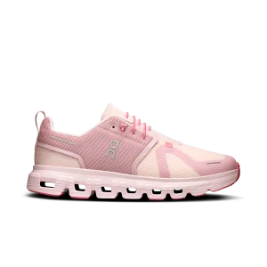 On Cloud Sky 2 Zephyr Camellia kids' sneaker side profile with pink CloudTec sole