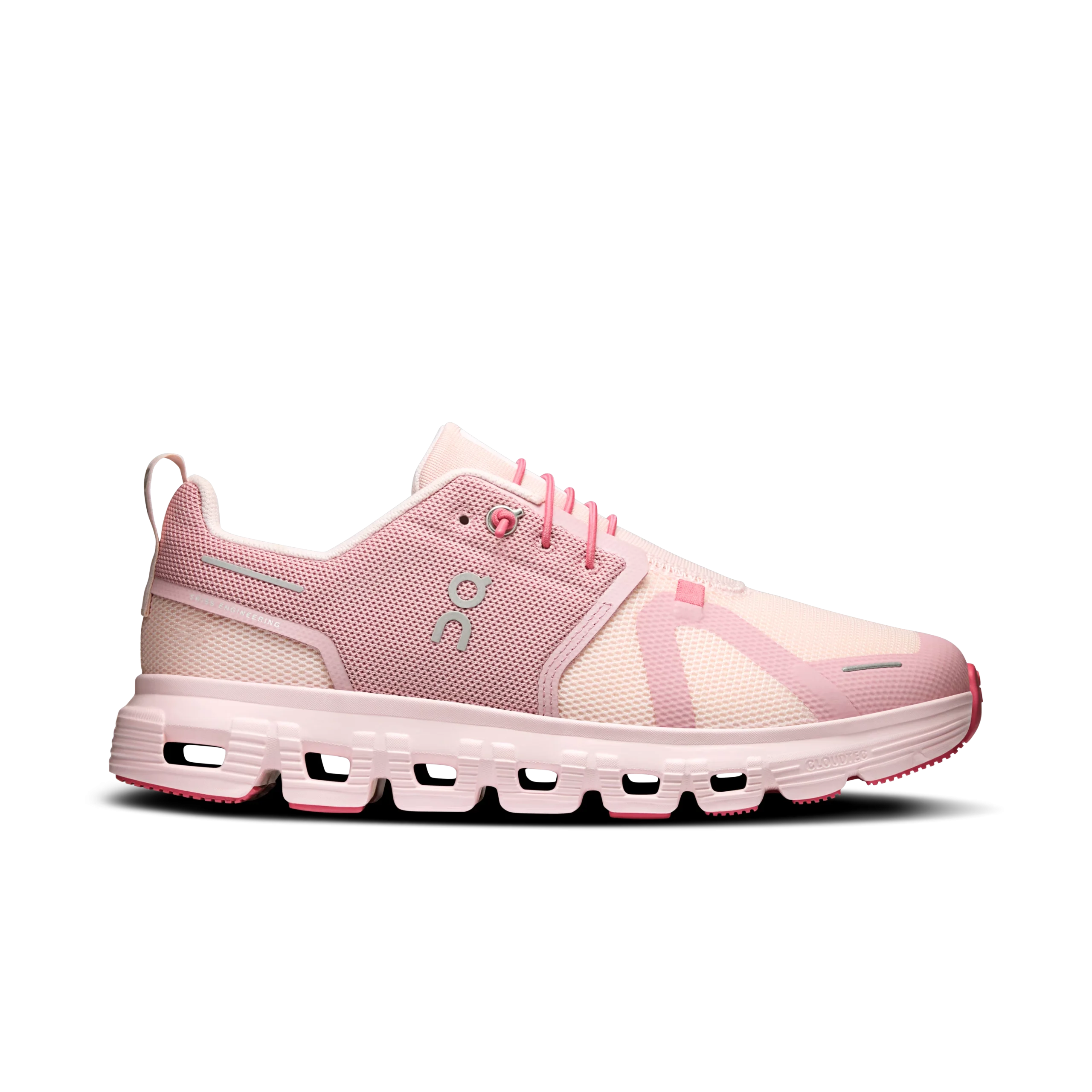 Cloud Sky 2 Zephyr Camellia - On Running Kids' Sneaker On Cloud Sky 2 Zephyr Camellia kids' sneaker side profile with pink CloudTec sole