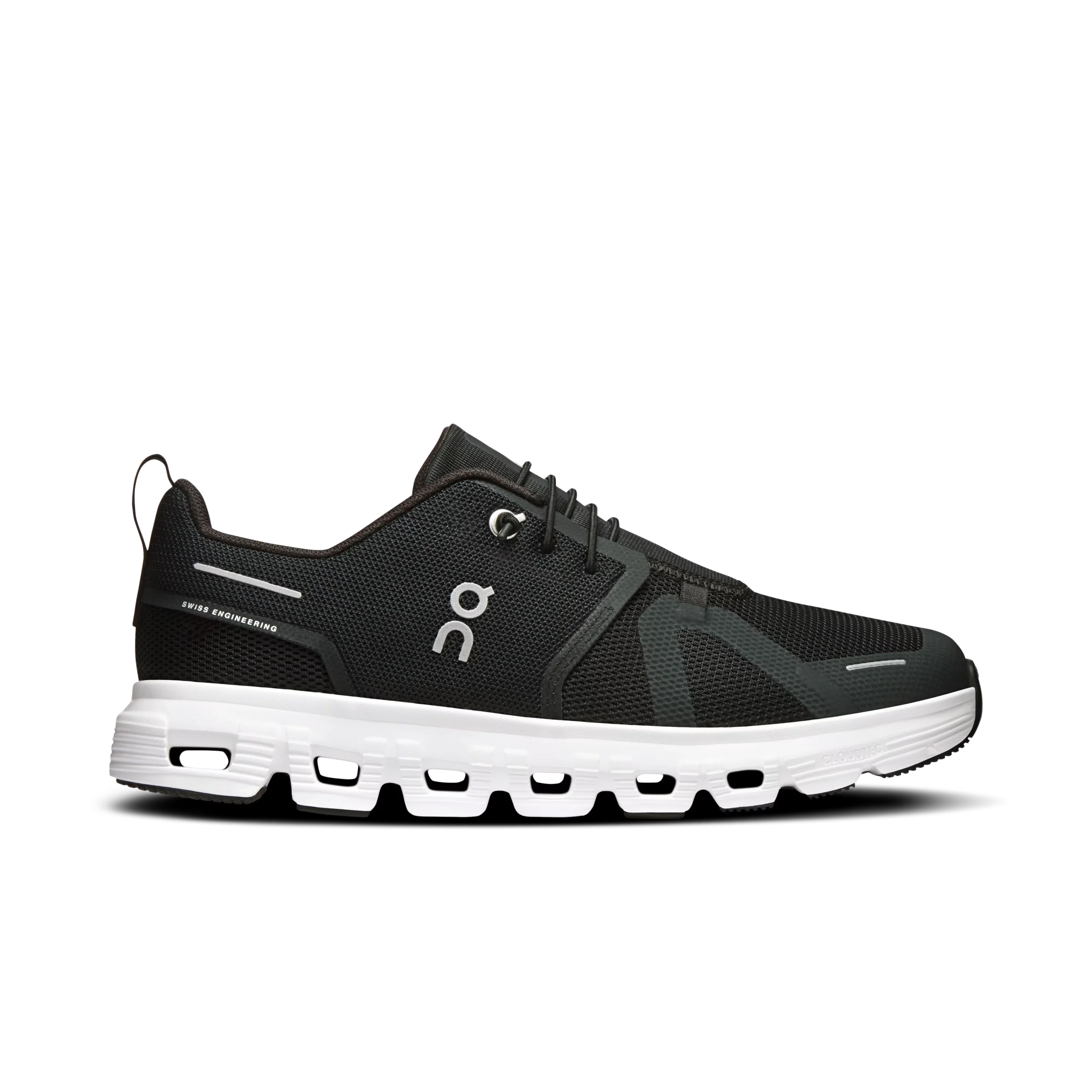 Cloud Sky 2 Black White - On Running Kids' Sneaker On Cloud Sky 2 Black White kids' sneaker side profile with white CloudTec sole