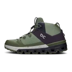 On Cloudtrax Sensa Sand Flame women's hiking boot side profile with lugged sole
